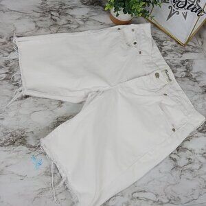 MADEWELL BOY JEAN Long Mid Rise Denim Jean Shorts Womens 26 White Raw Hem